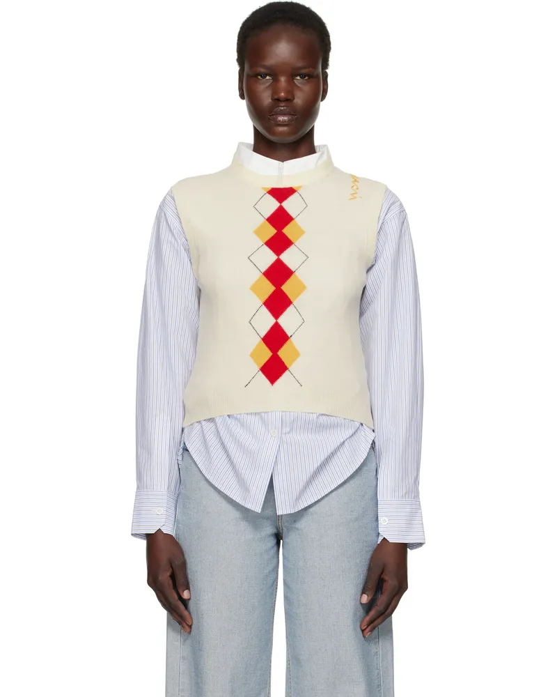 Marni Off-White Argyle Vest Arw06