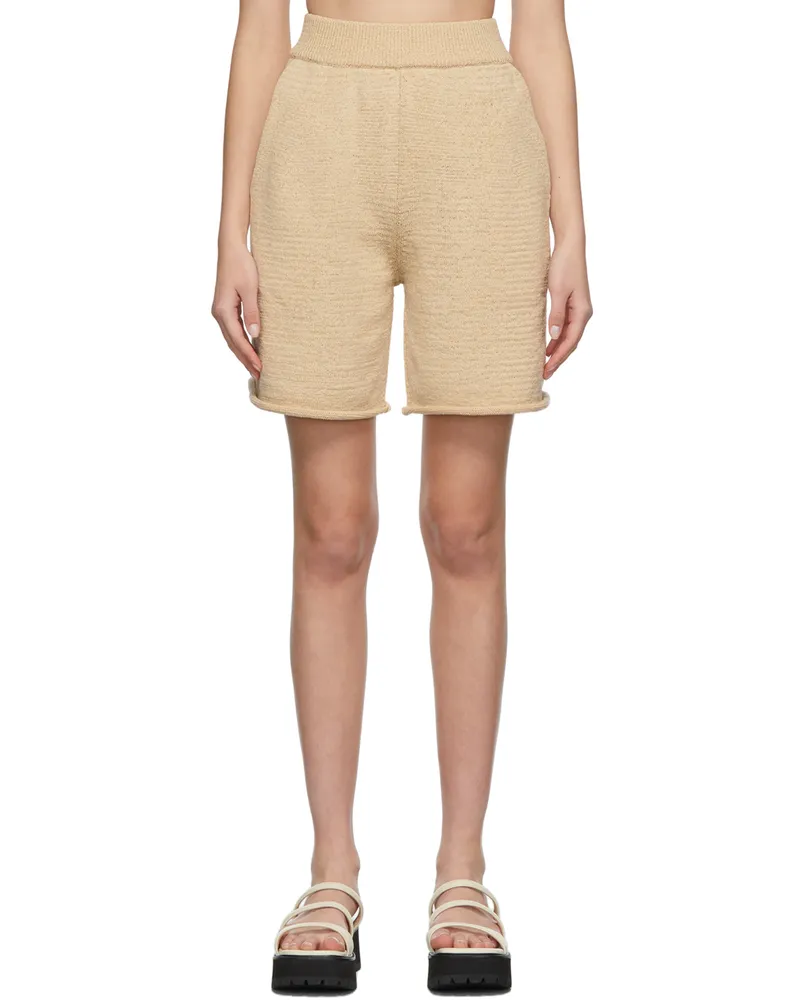 Missing You Already Beige Tape Yarn Half Pant Shorts Light