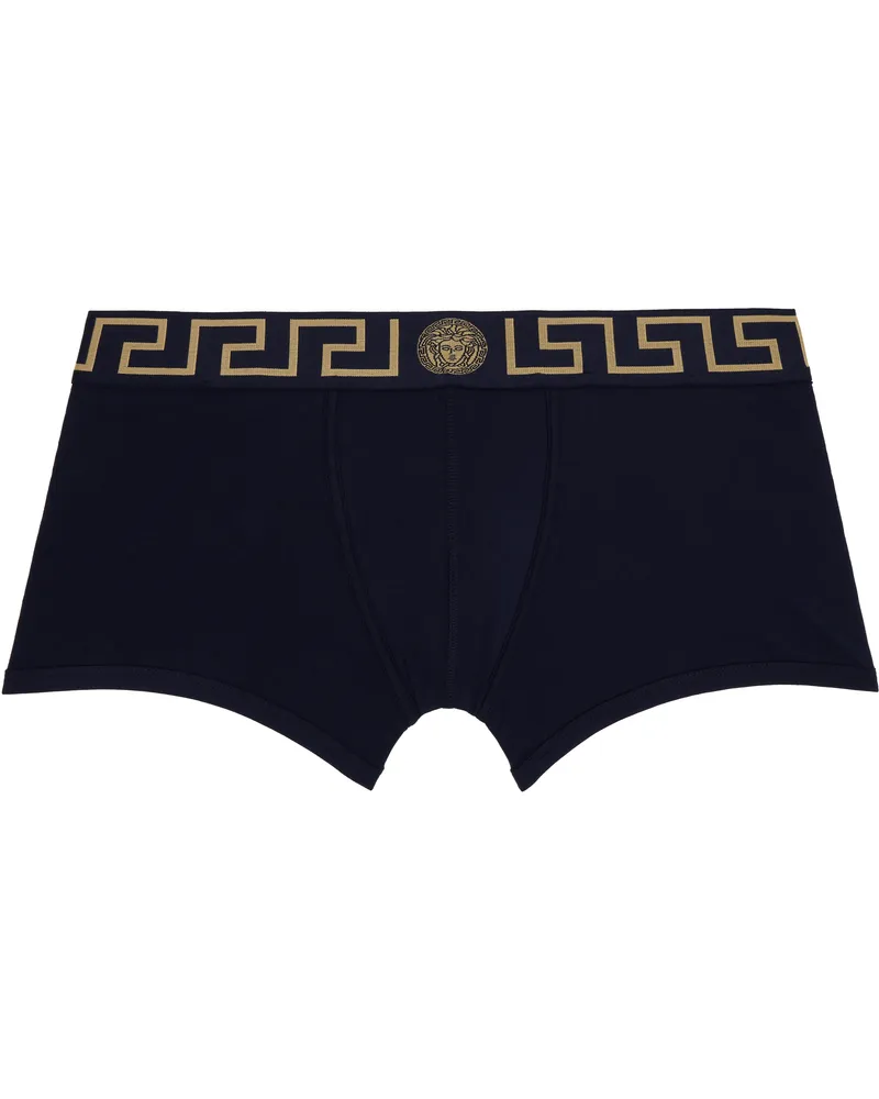 Versace Navy Greca Border Boxer Briefs A70w-blue-gold