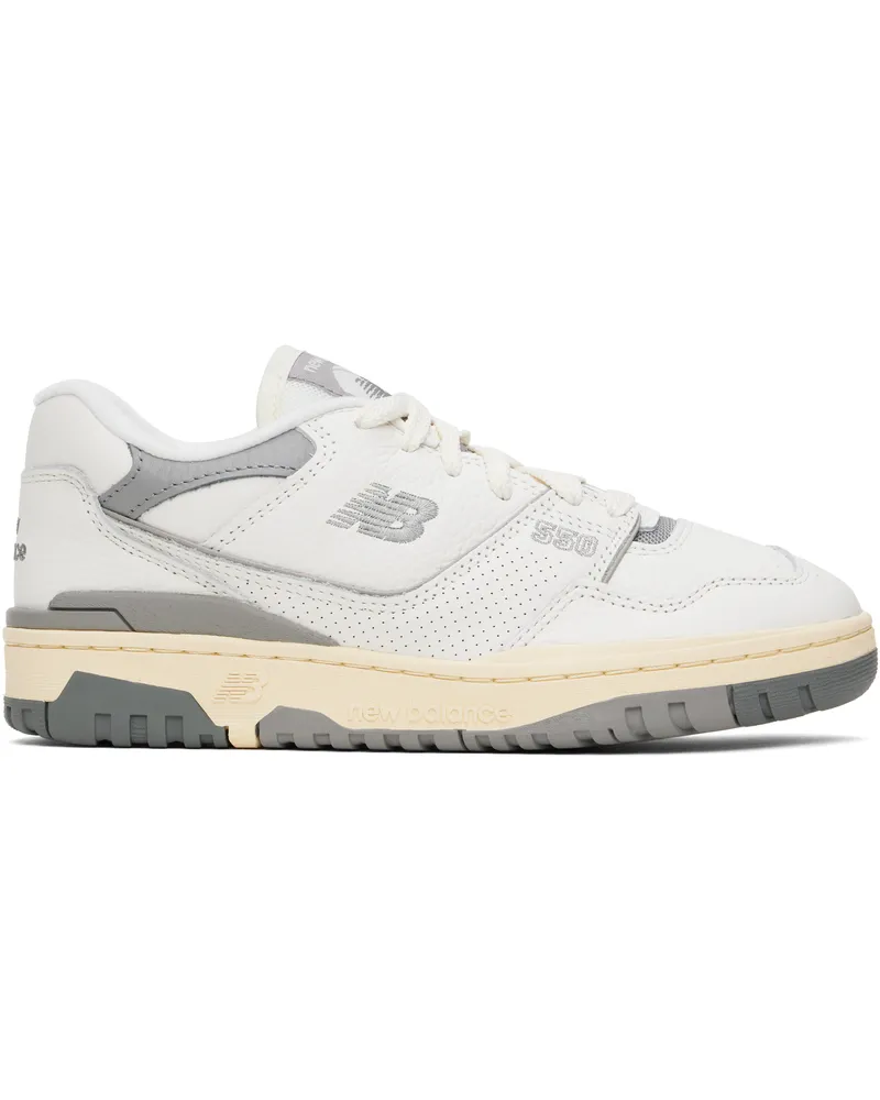 New Balance White & Gray 550 Sneakers Sea