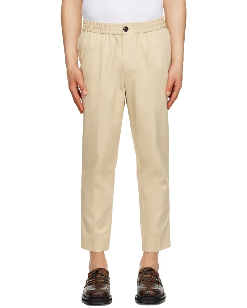 AMI Paris Beige Elasticized Trousers Vanille