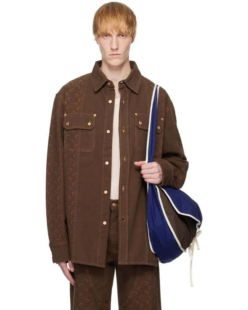 Marine Serre Brown Moon Jacquard Twill Overshirt Br40