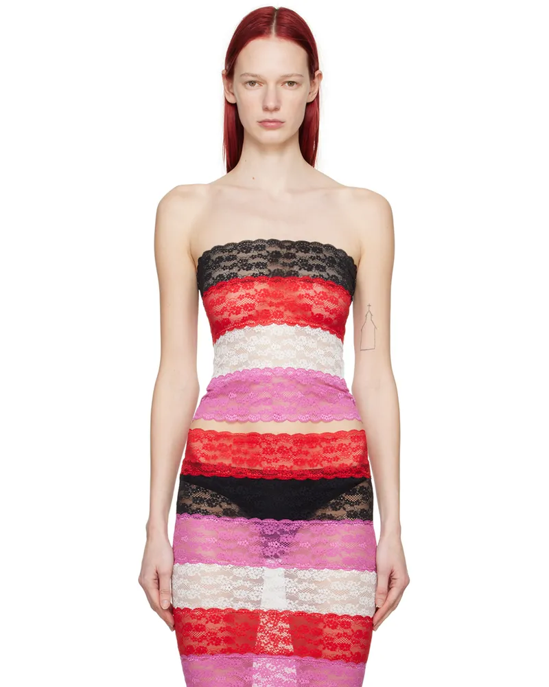Sinead Gorey Multicolor Paneled Tank Top Red