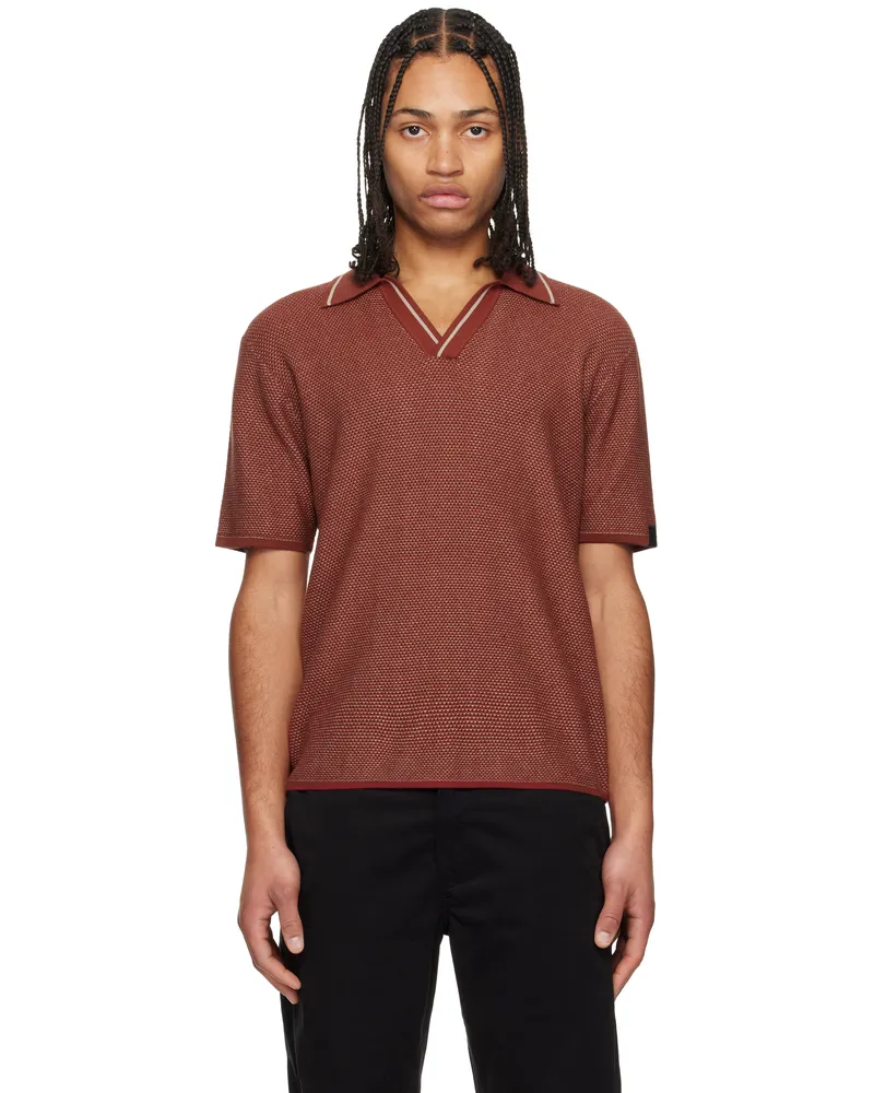 Rag & Bone Burgundy Harvey Jonny Collar Polo Maroon