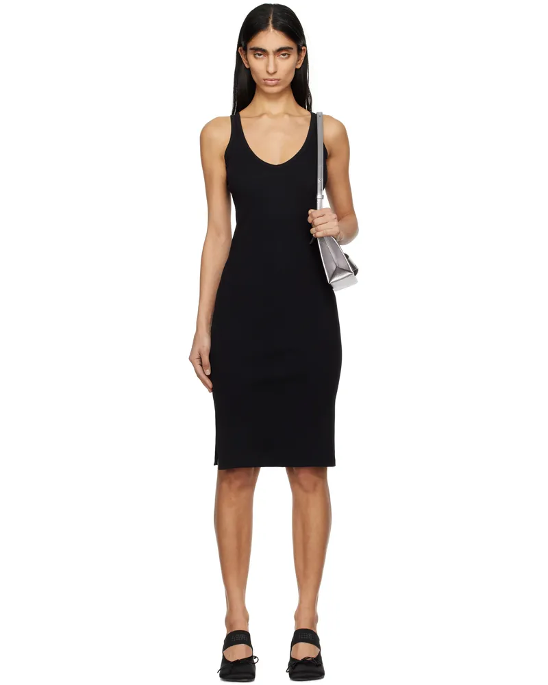 Maison Margiela Black Cotton Rib Tank Midi Dress 900