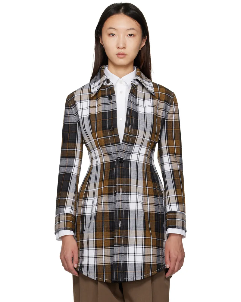 Bottega Veneta Multicolor Structured Cotton Check Coat 1933