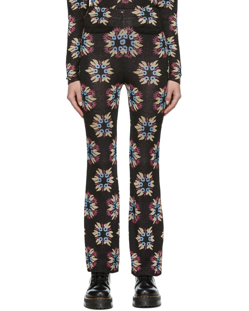Paco Rabanne SSENSE Exclusive Black & Multicolor Jacquard Knit Capsule Flare Trousers M006