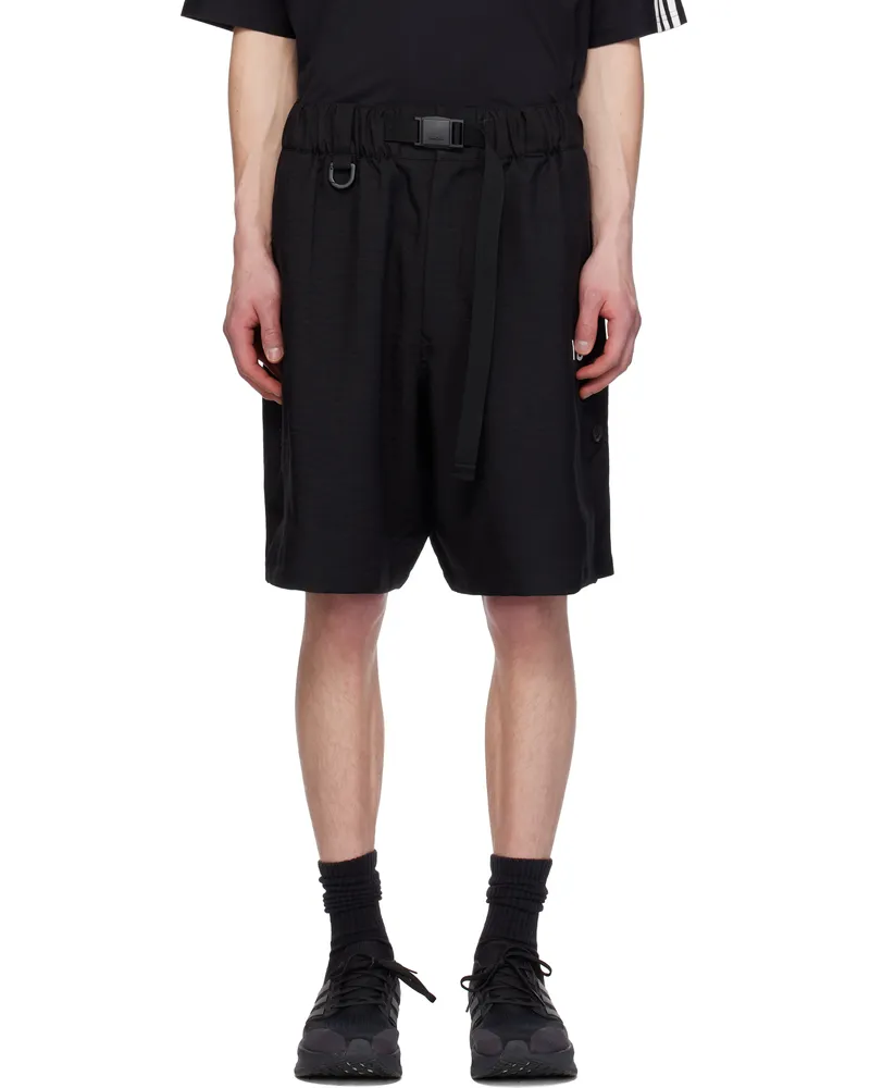 Y-3 Black Uniform 3-Stripes Shorts Black