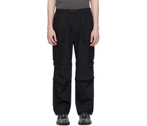 Black Velcro Strap Cargo Pants