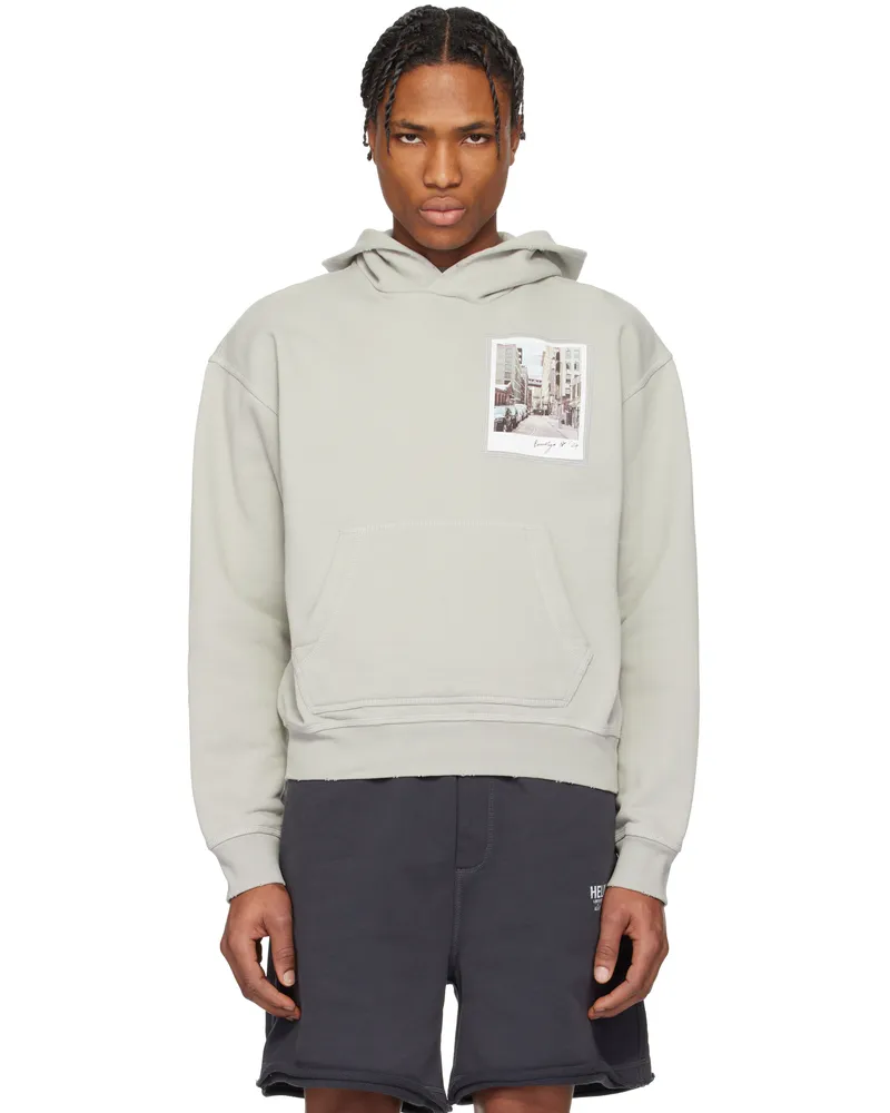 Helmut Lang Gray Brooklyn Postcard Hoodie Heather