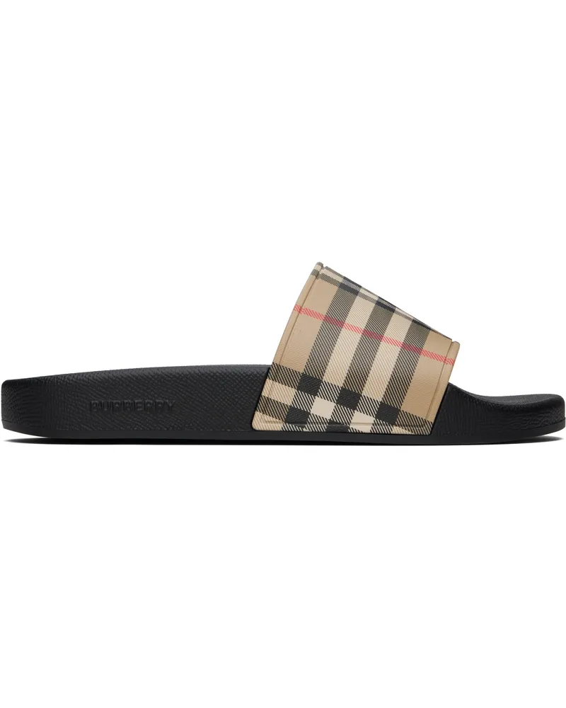 Burberry Beige Check Pool Slides Archive