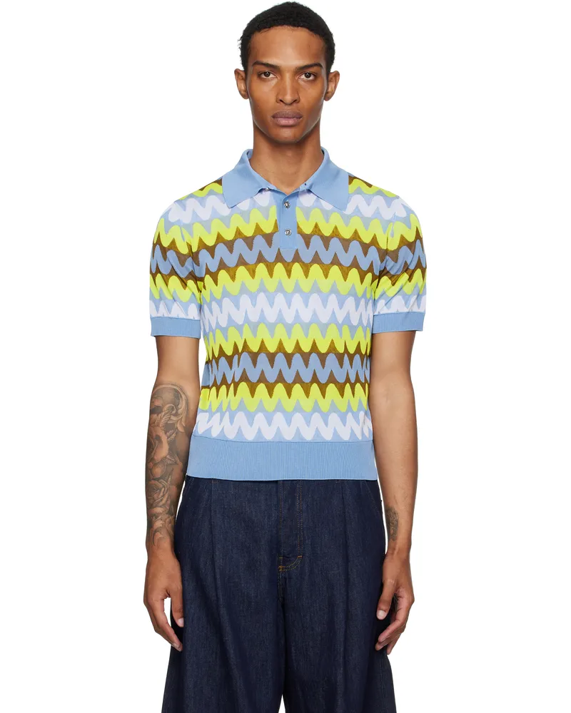 Versace Multicolor Wave Knit Polo 6v130-light