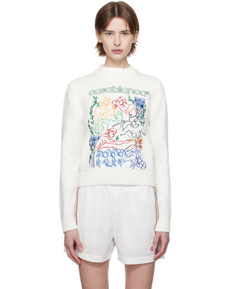 Casablanca Paris White Embroidered Sweater White