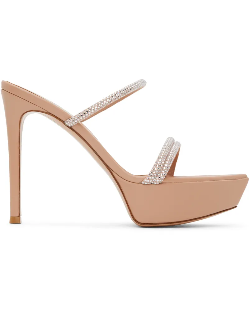 Gianvito Rossi Pink Cannes Platform Heeled Sandals Peach+peach