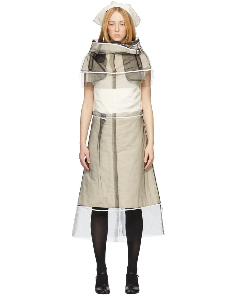 Maison Margiela Off-White & Black Melange Dress 102