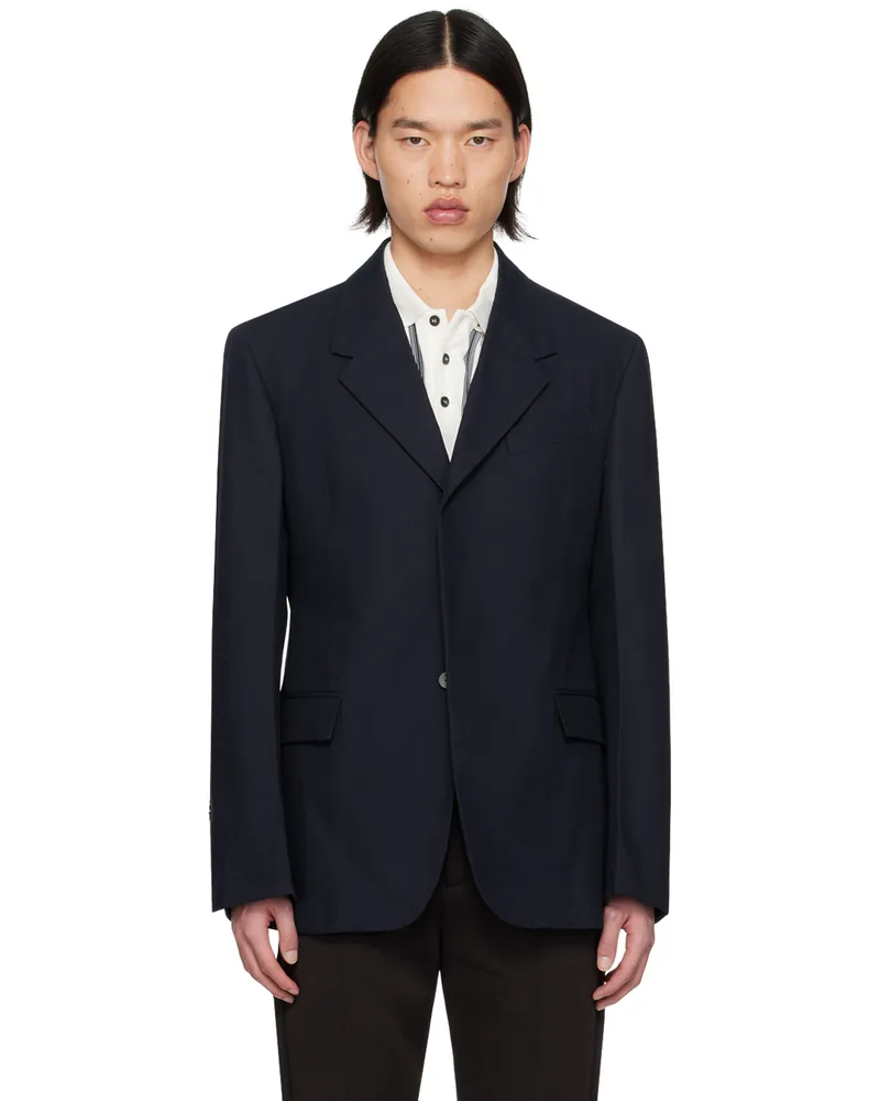 Ferragamo Navy Single-Breasted Blazer 1674