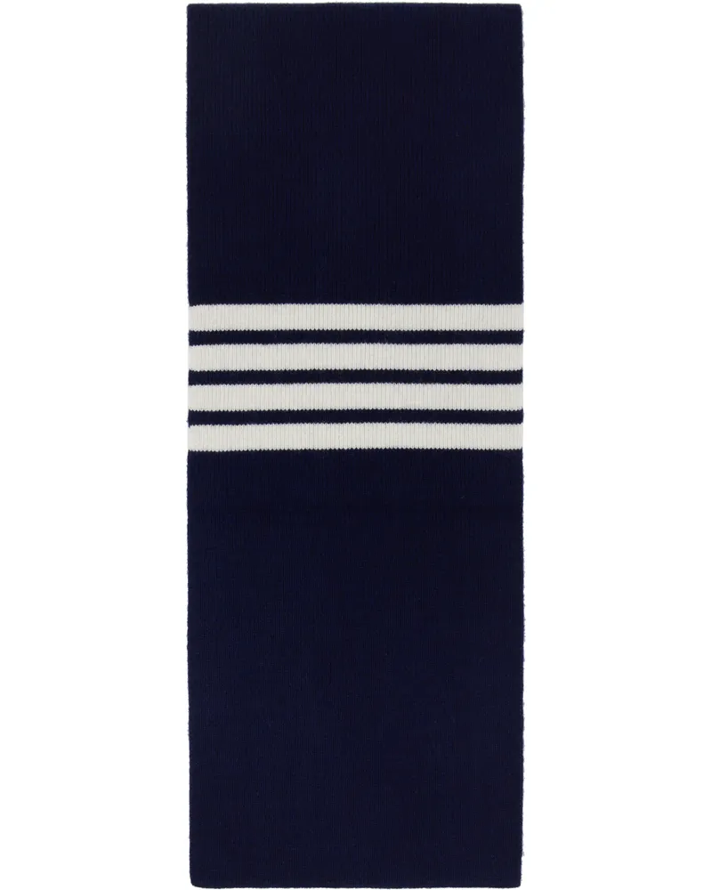 Thom Browne Navy Cashmere Rib 4-Bar Scarf Navy415