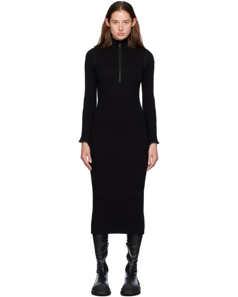 Moncler Black Wool Midi Dress 999