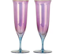 Purple & Blue Shade Glass Flute Set