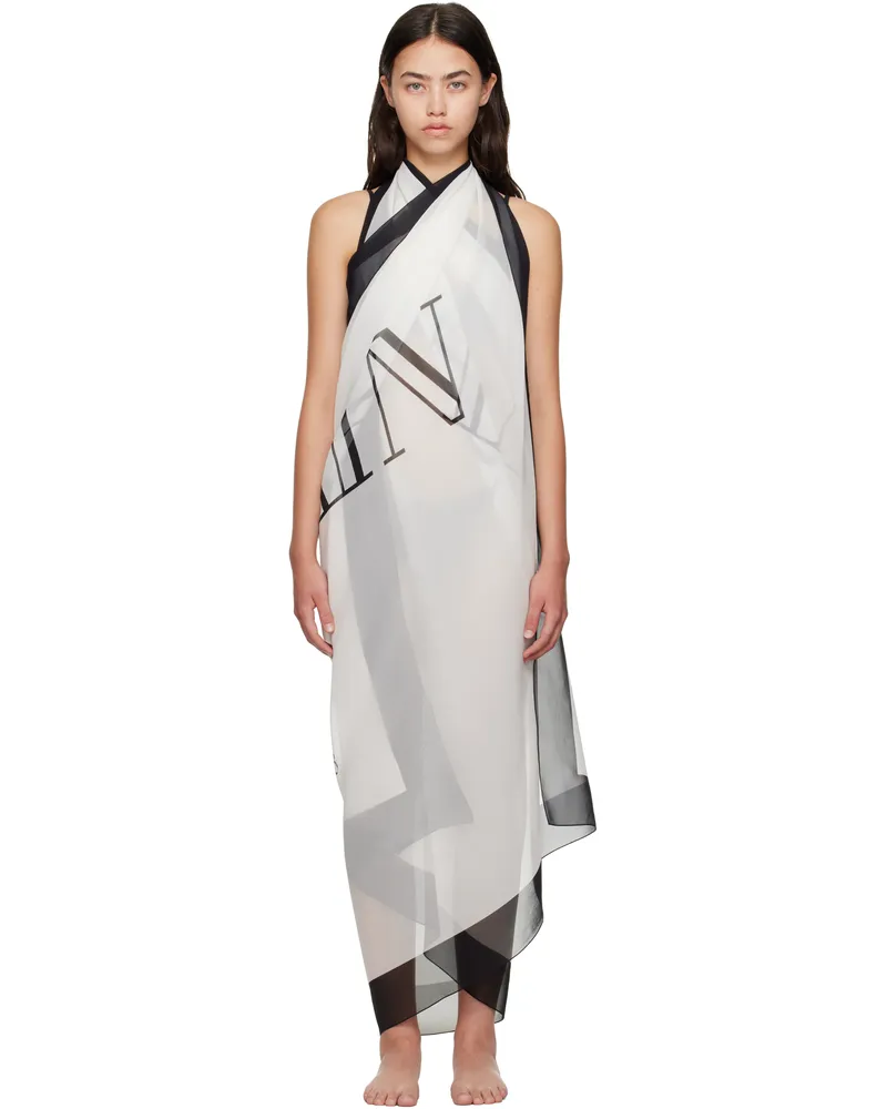 Balmain White Two-Tone Printed Beach Cover-up Dress 110