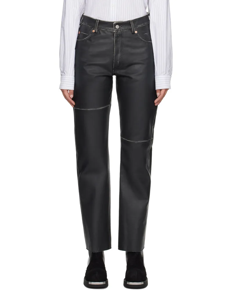 Maison Margiela Black Paneled Leather Pants 900