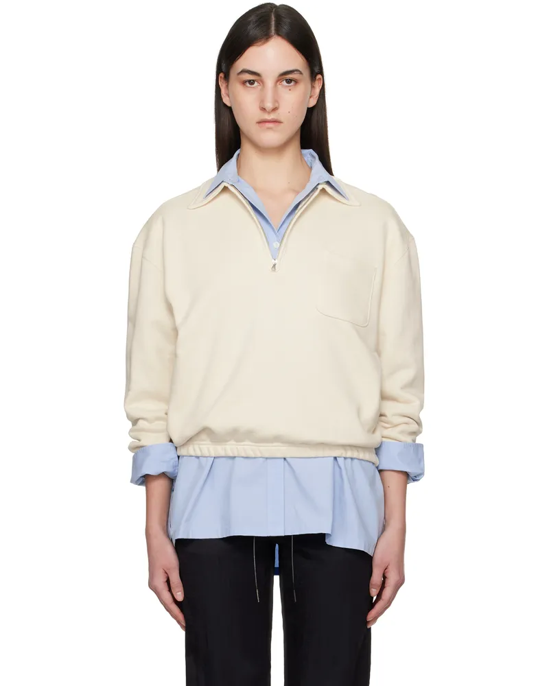 Nothing Written Off-White Pond Quarter Zip Sweatshirt Cream