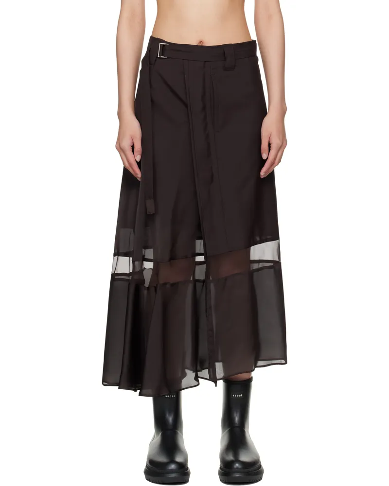 Sacai Brown Suiting Midi Skirt 601