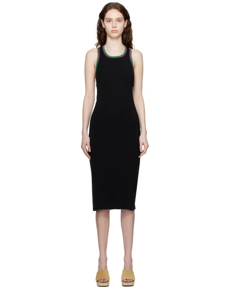 Frame Denim Black Julia Sarr-Jamois Edition Crochet Midi Dress Noir