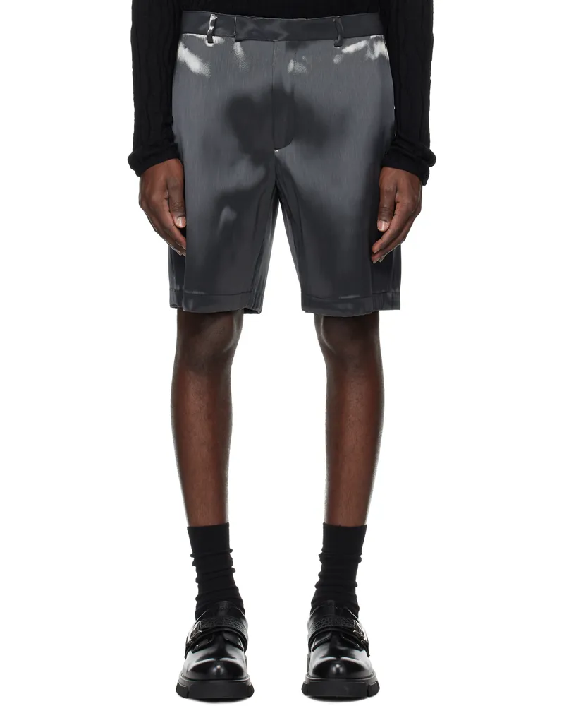 Heliot Emil Gray Liquid Metal Shorts Metal
