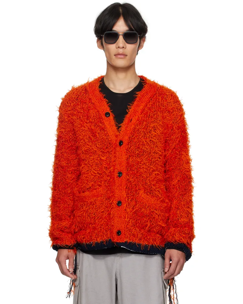 Sacai Orange Furry Knit Cardigan 851
