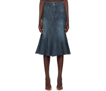 Blue Gaudi Denim Midi Skirt