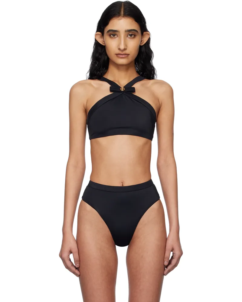 Versace Black Gianni Ribbon Bikini Top 1b000