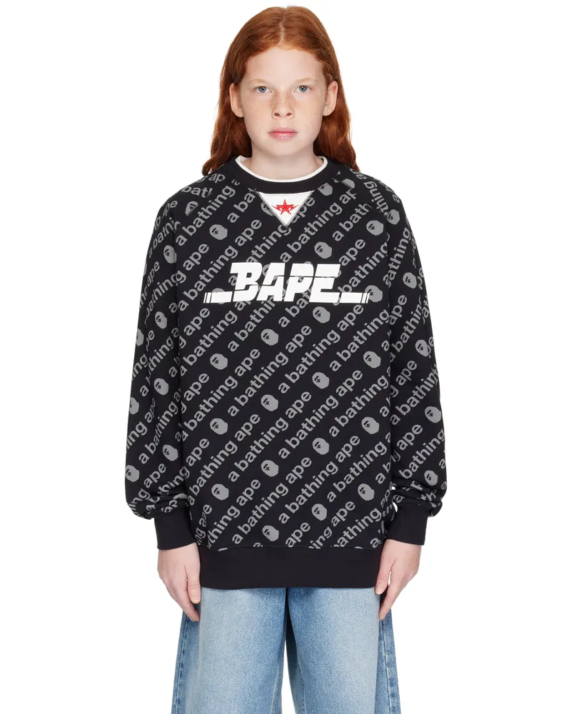 BAPE Kids Black 'A Bathing Ape' Twin Sta Crewneck Sweatshirt Black