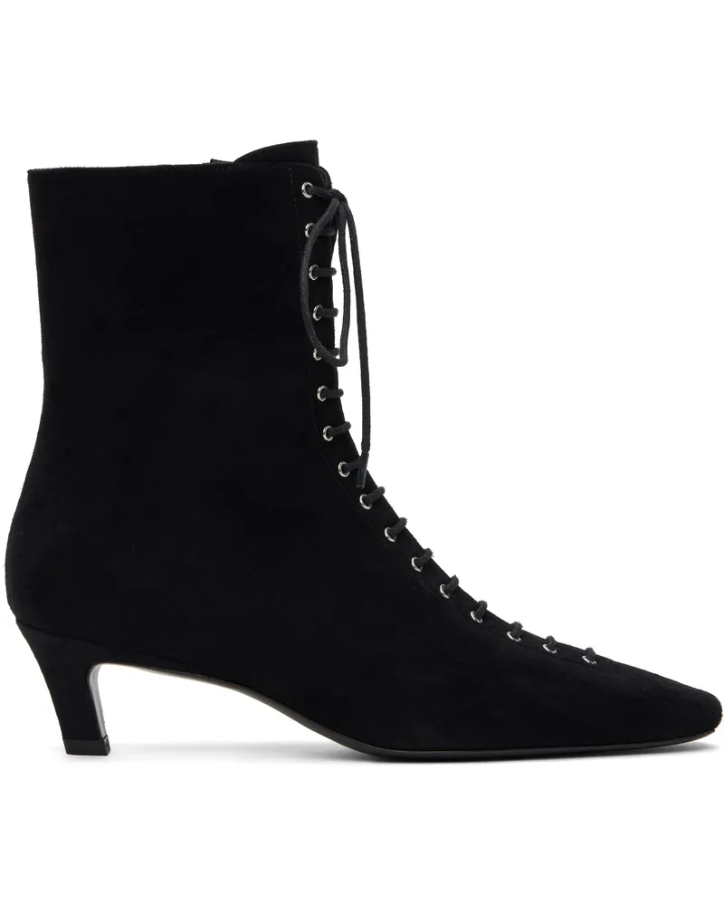 Totême Black Suede Lace-Up Boots Black