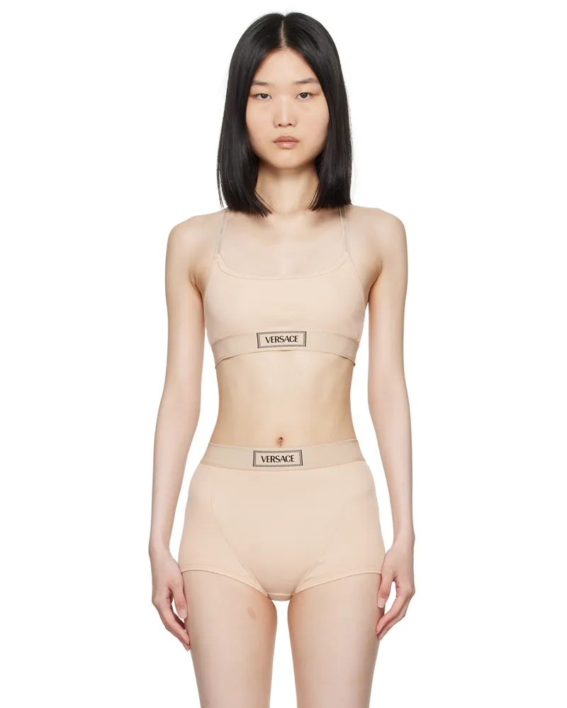 Versace Beige Scoop Neck Bra 1kf80-chiffon