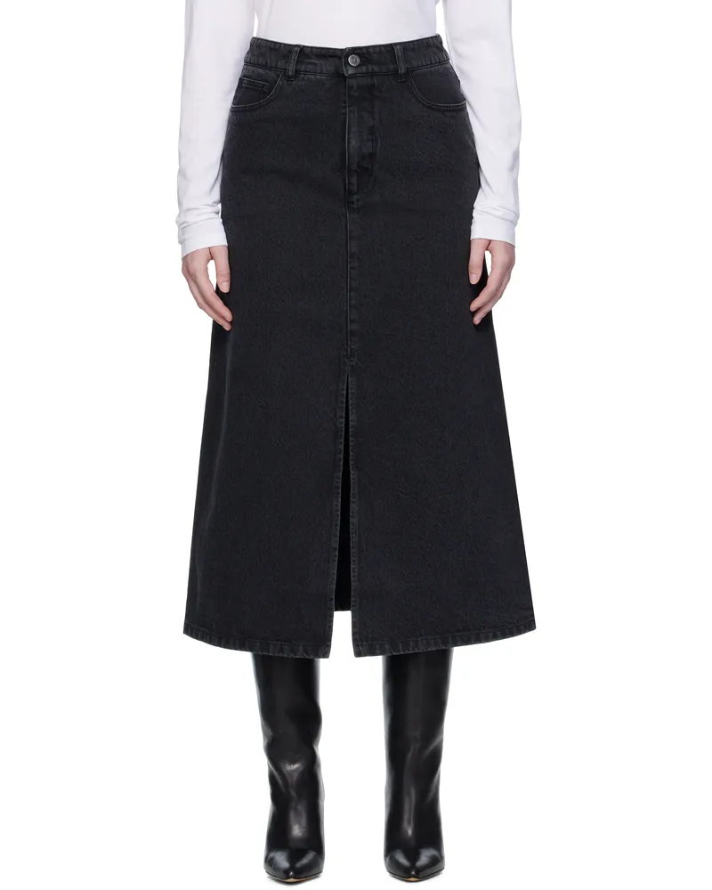 A.P.C. Black Georgia Denim Midi Skirt Lze