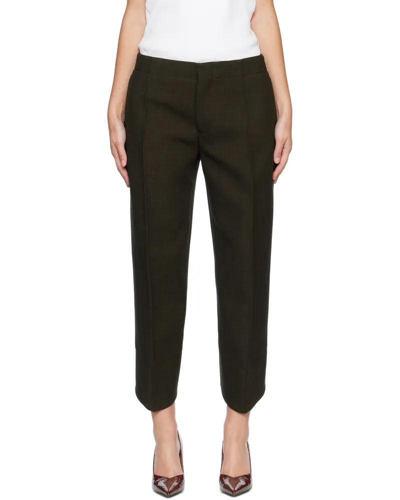 Bottega Veneta Khaki Curved Shape Trousers 1245