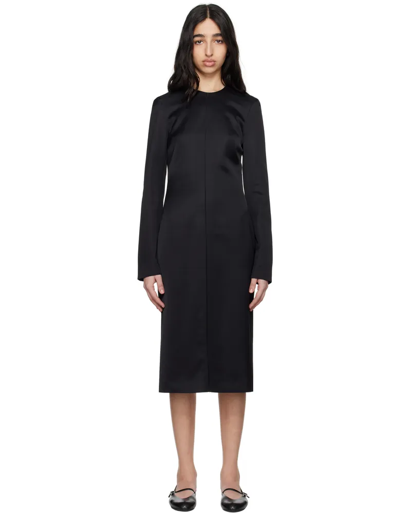 Totême Black Lean Satin Midi Dress Black