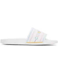 Casablanca Paris White Embroidered Sandals Pastel