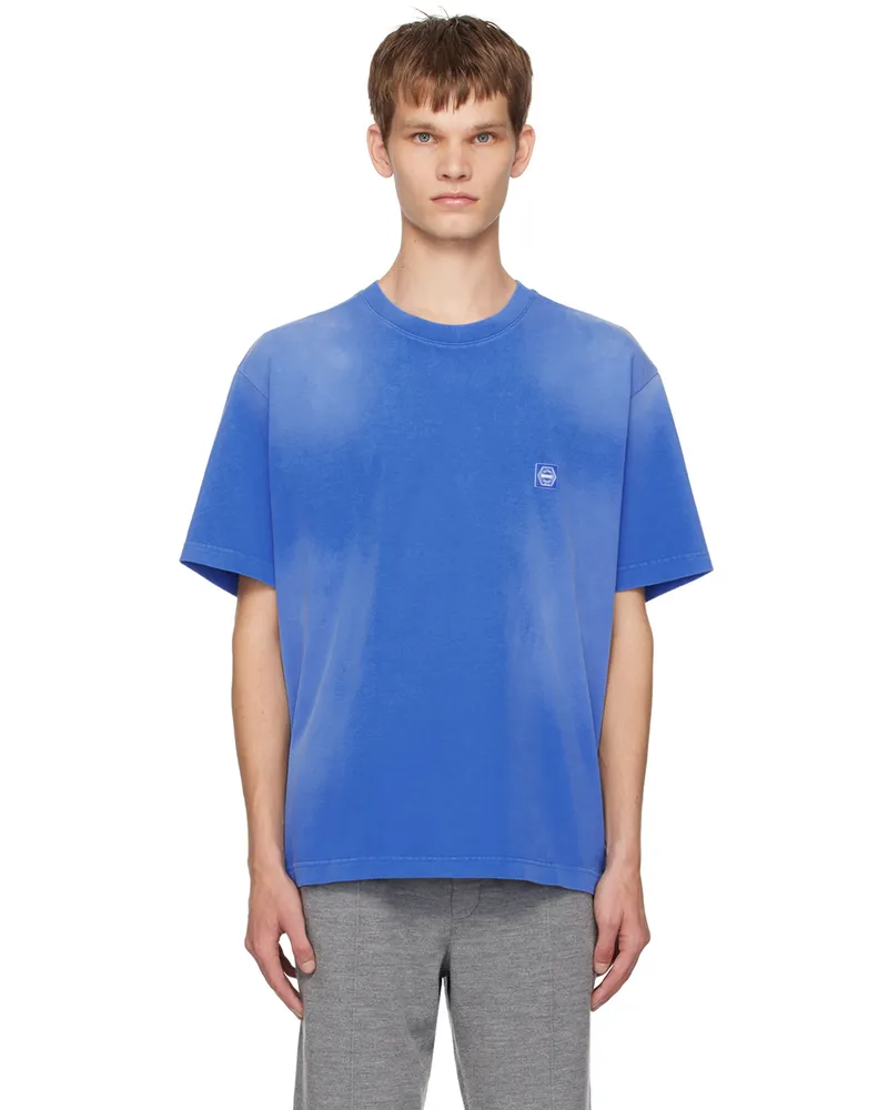 SOLID HOMME Blue Dyeing Back Logo T-shirt 730v