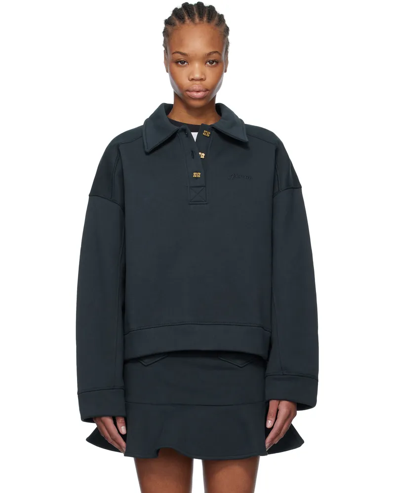 Ganni Navy Drop Shoulder Polo 683