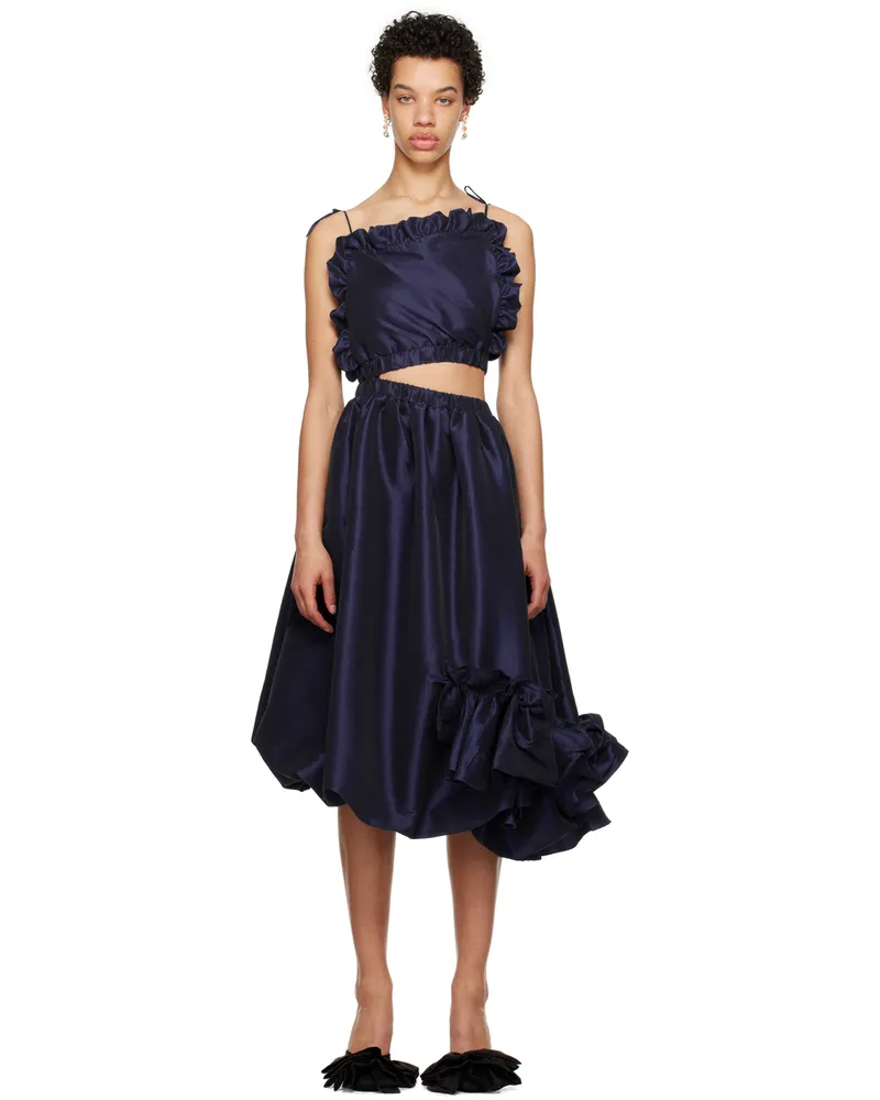 Kika Vargas SSENSE Exclusive Navy Ramya Midi Dress Navy