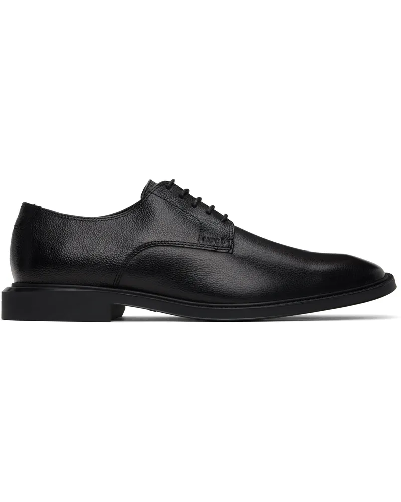HUGO BOSS Black Grained Faux-Leather Derbys 001-black