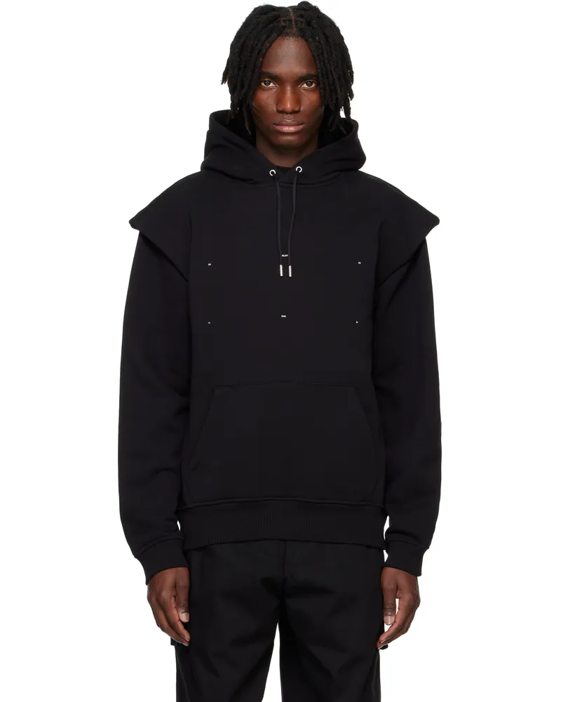 Heliot Emil Black Outline Logo Hoodie Black