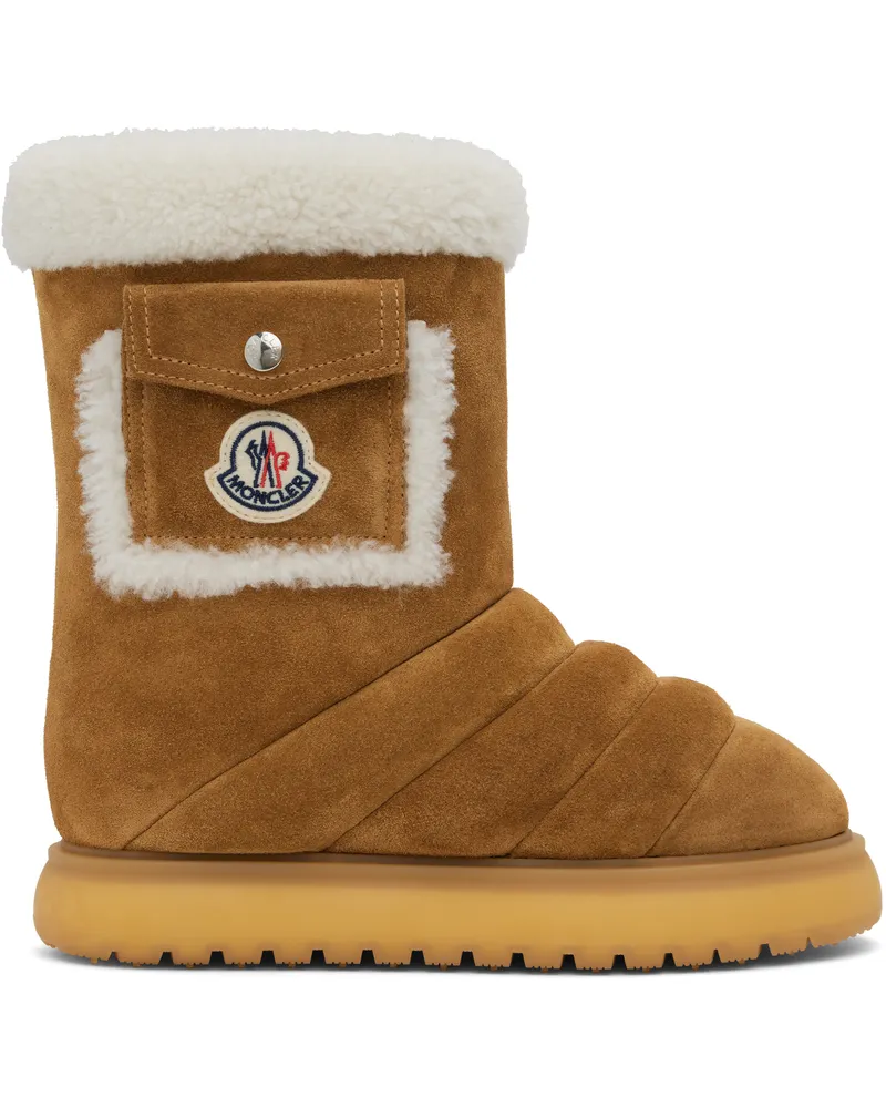 Moncler Tan Gaia Pocket Mid Snow Boots 24m