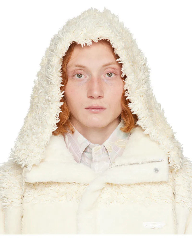 young n sang Beige Faux-Fur Hood Beige