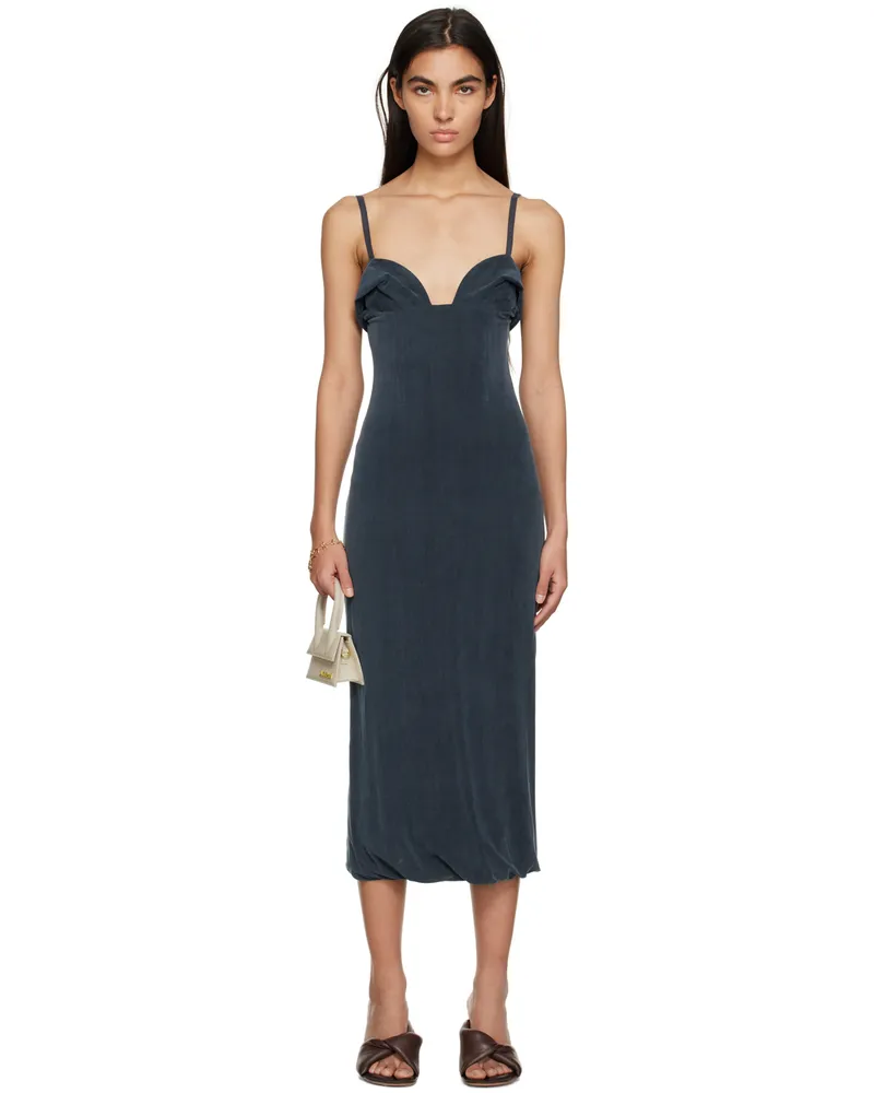 Jacquemus Navy Le Raphia 'La Robe Praia' Midi Dress 380