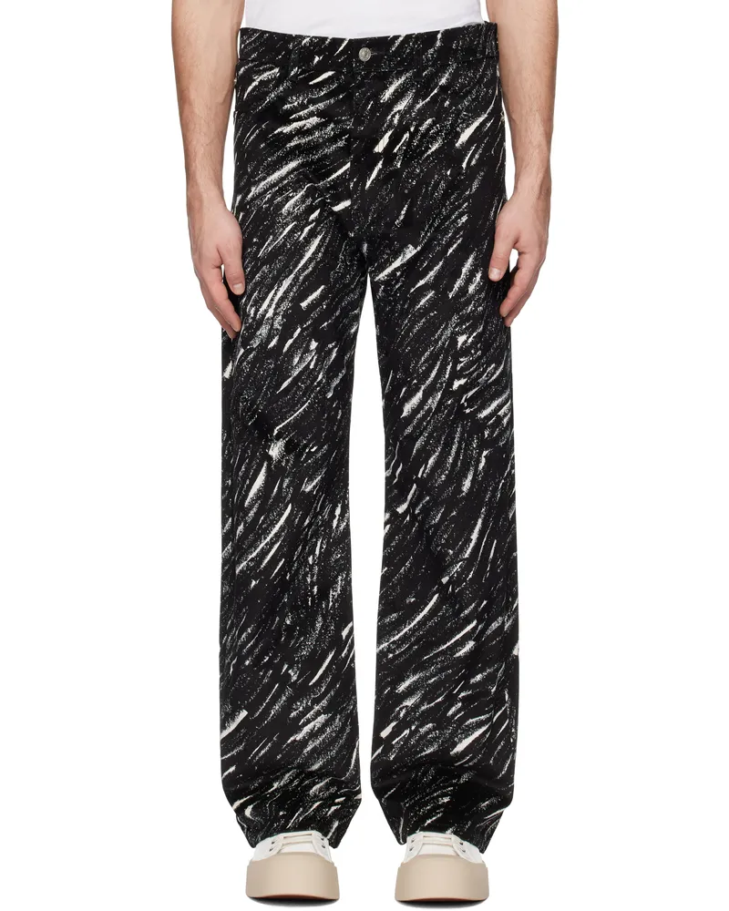 Marni Black Flocked Denim Wide-Leg Jeans Crn99