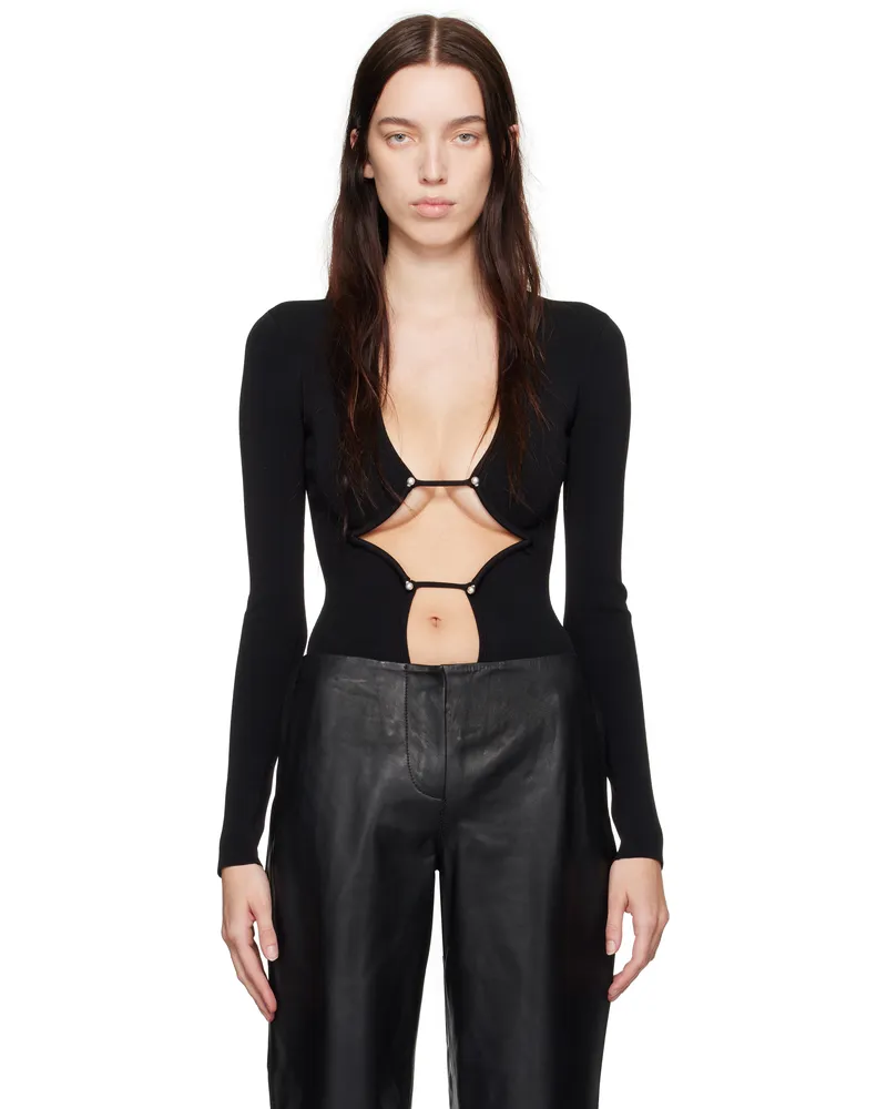 Christopher Esber Black Bracket Knit Bodysuit Black