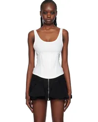 Thierry Mugler White Corseted Tank Top Snow